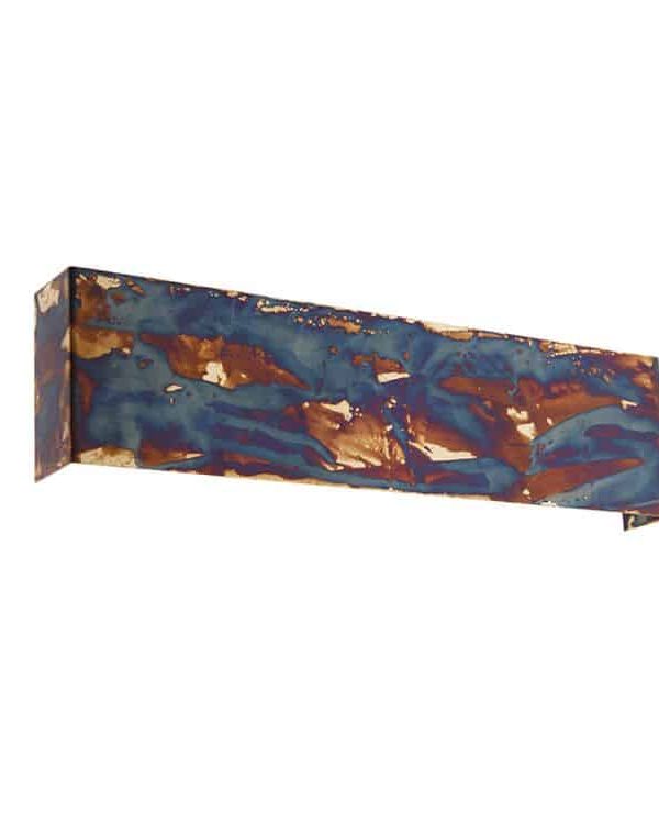 Industrial wall lamp rust with blue 4-light