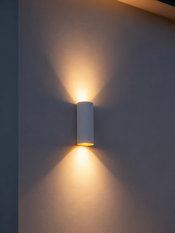 LWA0176 Black and Gold Cylinder Outdoor Wall Light