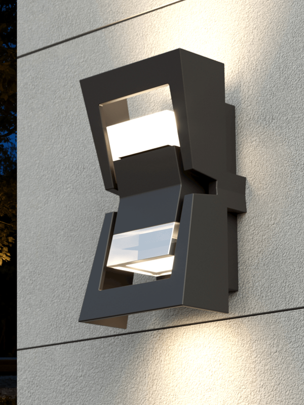 LWA0835 Offset Block Up and Down Outdoor Wall Light