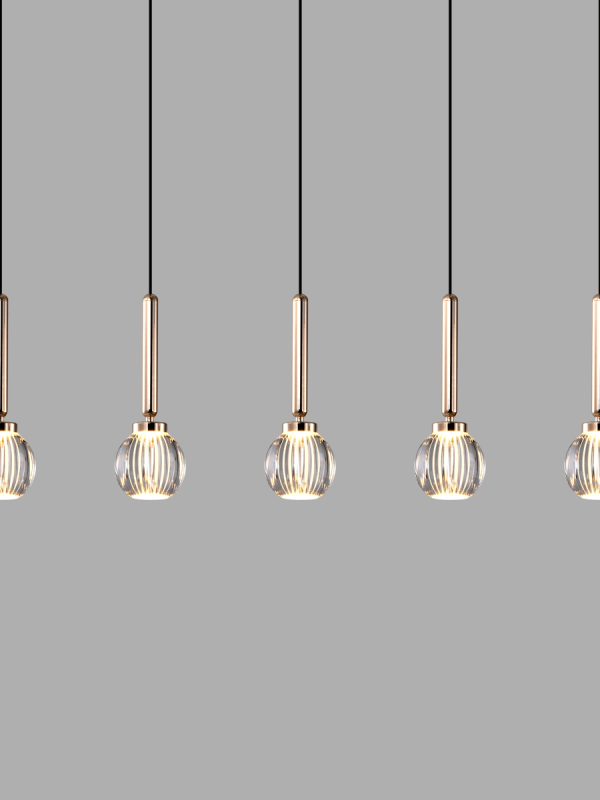 P0853-5A Five-Light Linear Glass Globe Pendant Light