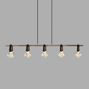 P0853-5B Five-Light Leather Linear Glass Globe Pendant Light
