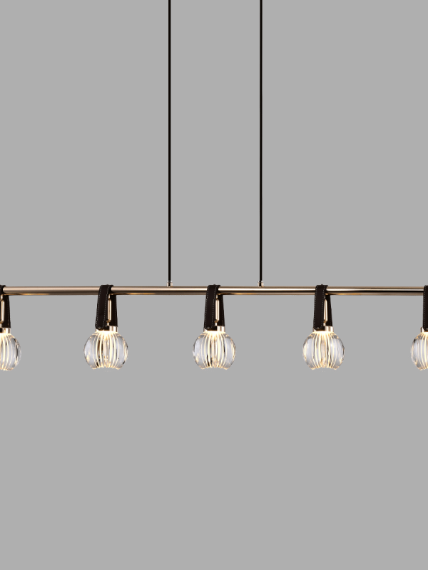 P0853-5B Five-Light Leather Linear Glass Globe Pendant Light