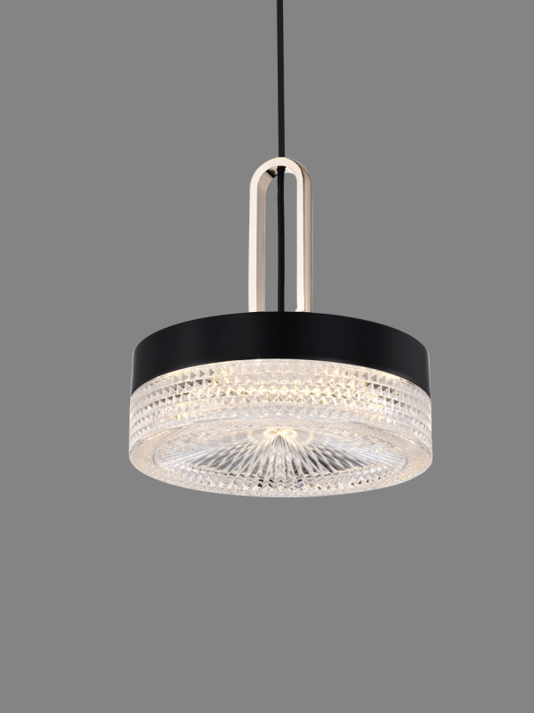 P0855-1A Black and Gold Crystal Pendant Light