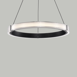 P0865-A Single Ring Pendant Light with Clear Ribbed Diffuser