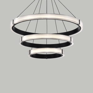 P0865-C Triple Ring Pendant Light with Clear Ribbed Diffuser