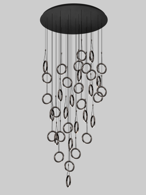 P0880-36A Large Cascading Ring Chandelier